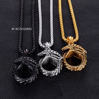Dây chuyền nam titan xích phối mặt hình rồng cắn đuôi Ouroboros không gỉ