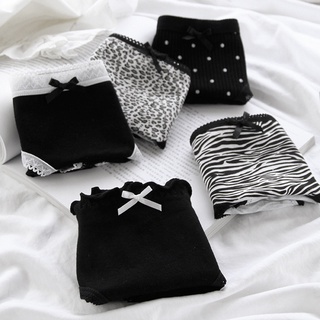 Quần Lót Cotton Họa Tiết Da Báo / Ngựa Vằn Màu Đen Thoáng Khí Thoải Mái Cho Nữ