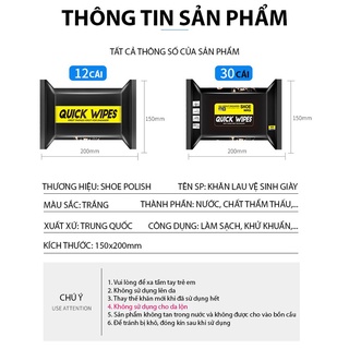 Khăn vệ sinh giày Quick Wipes tiện lợi không cần giặt (12 khăn) - GiayOmega