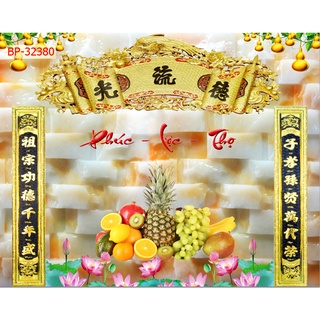 Tranh 3D dán tường Bàn thờ Gia Tiên Tặng Keo Đầy Đủ Đi Kèm...