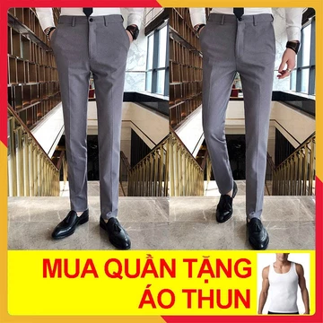 Quần Tây Nam 💖FREESHIP💖 [ Tặng Kèm ÁO THUN ] Quần Tây, Quần Âu Nam Đẹp dáng côn vải cao cấp co giãn