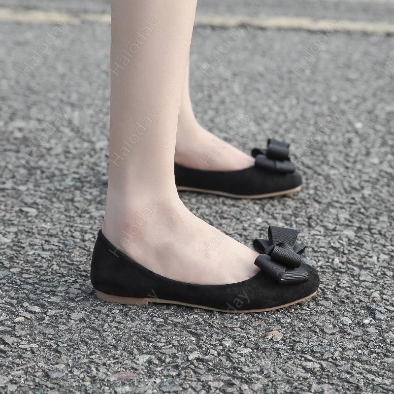 Size lớn 31-44✨2021 Nông Miệng Mũi Vuông Nhẹ Nhàng Giày Dạ Hội Phù Hợp Với Tất Cả Trận Đấu Bằng Cổ Tích Đậu Hà Lan Giày Nơ Nữ Đế Bằng Thoải Mái Kích Thước Lớn Túi
