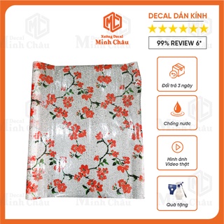 Giấy Decan dán cửa mờ kính 3D T045 hình Hoa đào trang trí phòng ngủ, nhà tắm, cửa sổ