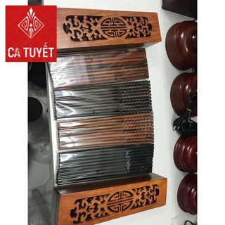 Hộp đựng đũa, thìa, dĩa, bút viết chạm trổ băng gỗ hương