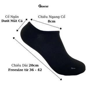 Tất cổ ngắn nam nữ trơn màu GOMTAT, vớ trơn ngắn cổ chất liệu cotton mềm mịn, êm chân - VOTRON-VNXK