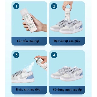 Chai xịt khử mùi giày, xịt thơm giày, xịt lạnh giảm nhiệt, công nghệ ION AG+ chống khuẩn