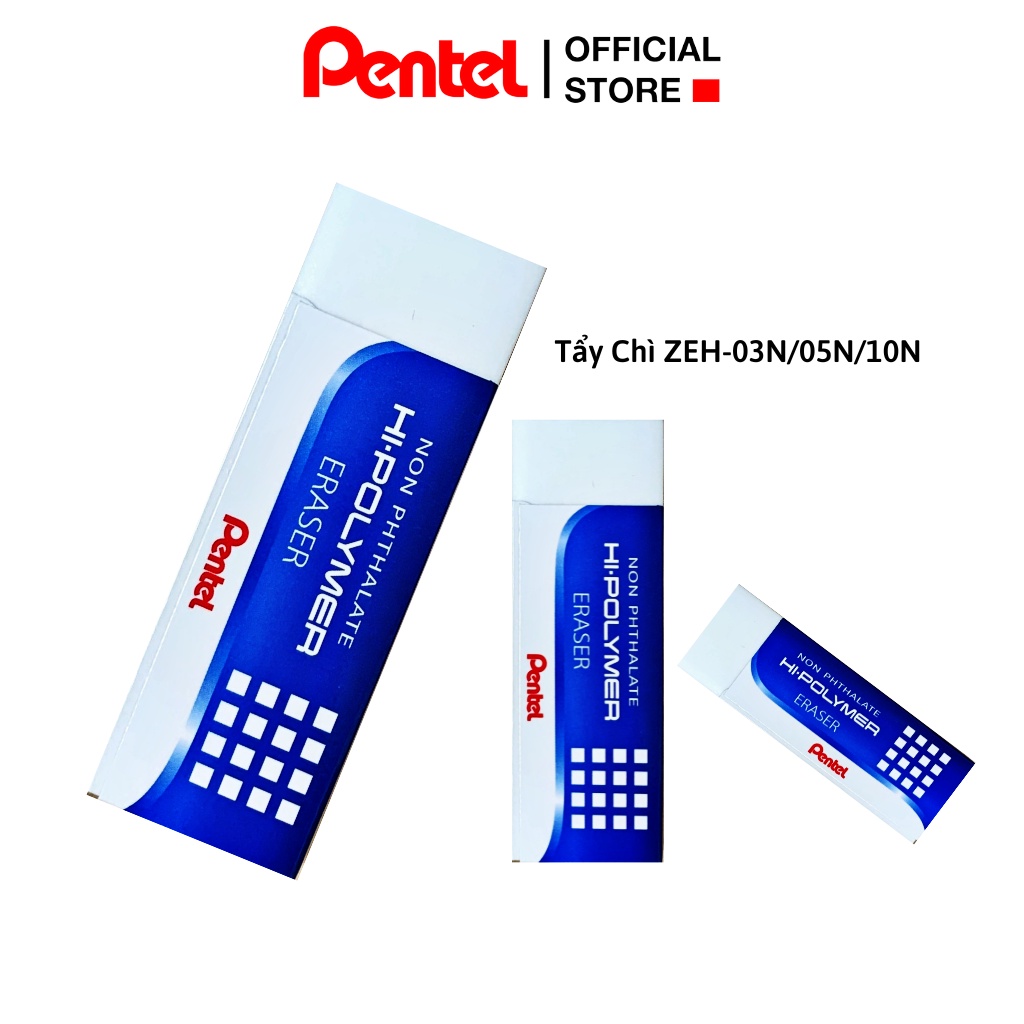 Ảnh Tẩy Chì Không Bụi Hi-Polymer Pentel ZEH An Toàn Cho Sức Khỏe Tẩy Sạch Mọi Loại Chì Hạn Chế Bụi Tẩy 2