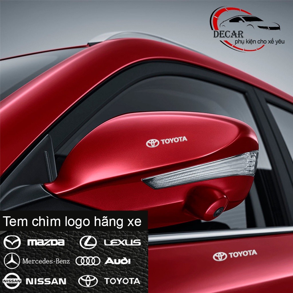 Tem chìm logo theo hãng xe cao cấp, decal mạ bạc trắng trang trí ô tô tinh tế bền đẹp, stick miếng dán trang trí in logo