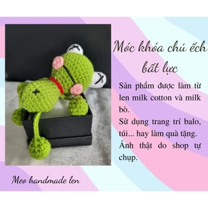 Móc khóa chú ếch vô tri, bất lực - Handmade len - Amigurumi - crochet (có chuông)