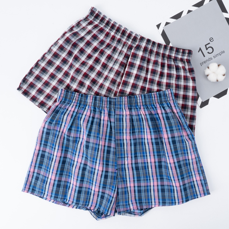 Ảnh Quần lót boxer ECMLN chất liệu cotton sọc ca rô cổ điển thoải mái thoáng mát dành cho nam 3
