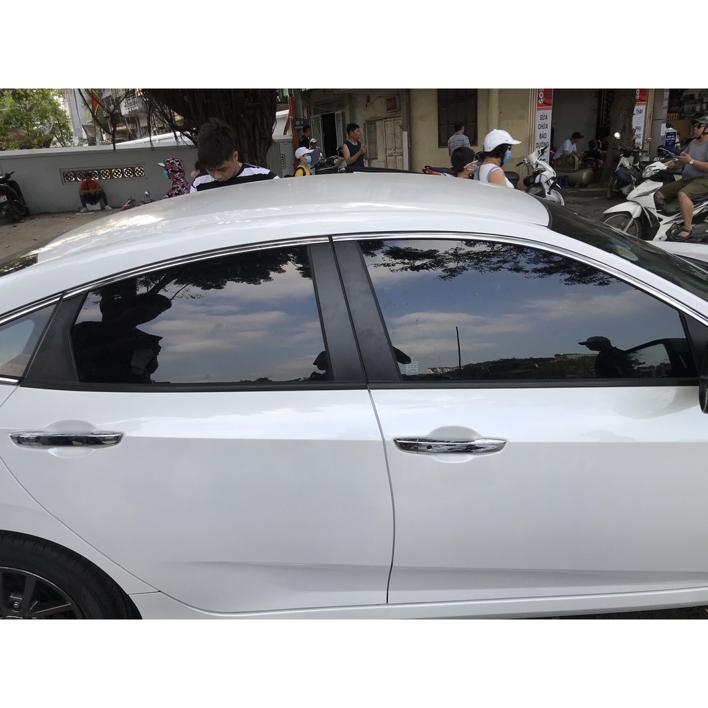 Bộ nẹp chân, cong kính xe Honda Civic 2017-2021 INOX cao cấp, sáng bóng