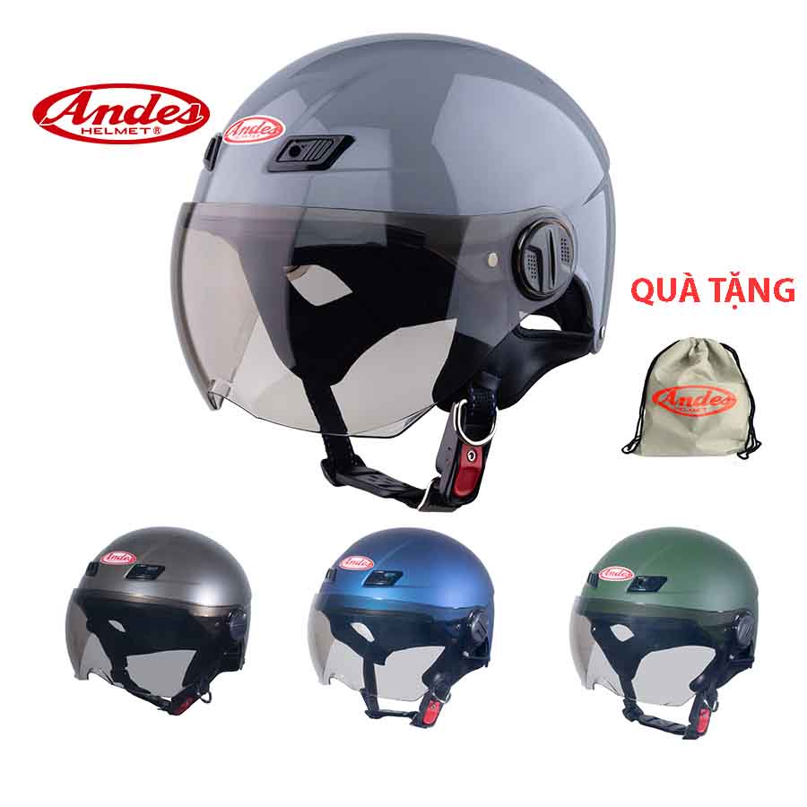 Hình ảnh sản phẩm Mũ bảo hiểm nửa đầu Andes 109 -109k có kính chính hãng, bảo hành 12 tháng 1