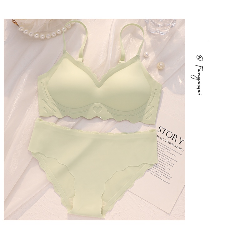 Bộ Áo Ngực + Quần Lót Lụa Mát Không Đường May + Quần Lót Thể Thao Thoải Mái Thân Thiện Với Làn Da Dành Cho Nữ