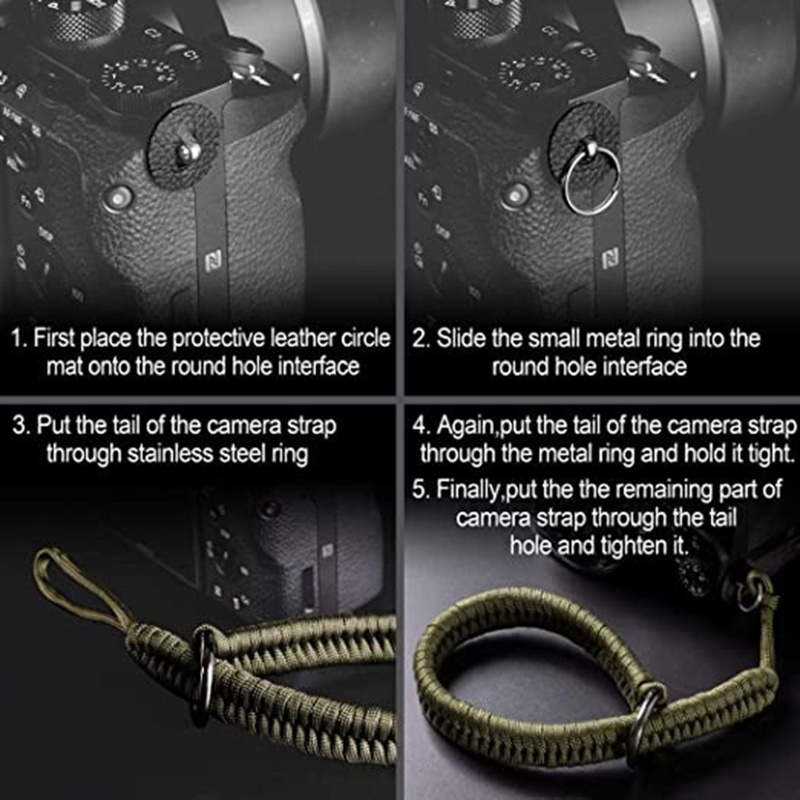 Dây đeo máy ảnh bện Paracord cổ tay cho Pentax, Panasonic DSLR