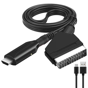 Bộ chuyển đổi chuyển đổi WU 1080P Đầu vào cáp sang đầu ra SCART Bộ chuyển đổi Video 1m cho cáp DC màu đen