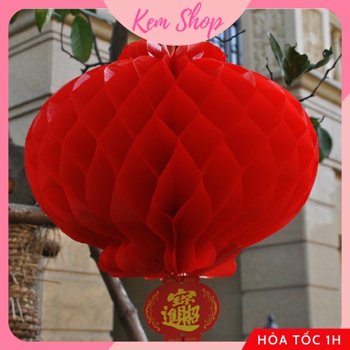 [Giá sỉ] Set 50 đèn lồng nilong đỏ chữ Phúc loại thường chống nước trang trí cưới hỏi, trung thu - K299