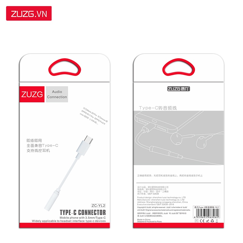 Ảnh Jack chuyển đổi tai nghe type c sang 3.5 chính hãng ZUZG YL2 1