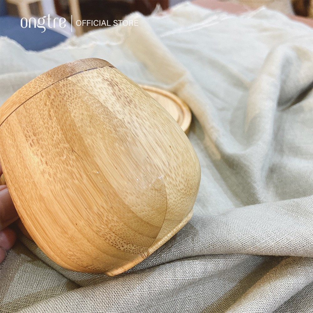 Bộ cốc Tre ONGTRE có quai và Lót ly uống Trà, Cà phê cao cấp, sang trọng