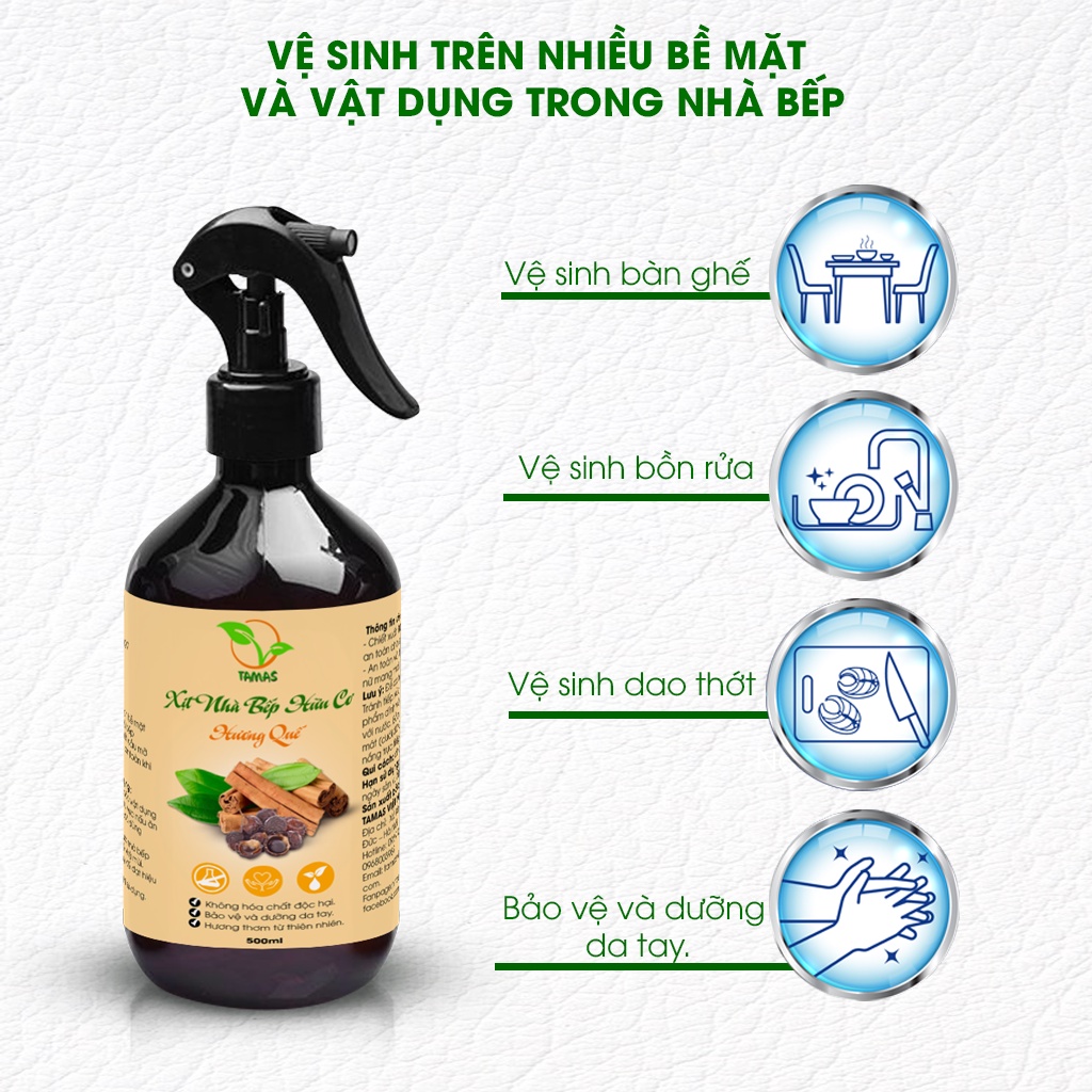 Ảnh Xịt bếp đa năng hữu cơ chiết xuất bồ hòn và tinh dầu thiên nhiên chai lớn 500m - Khùi mùi nhà bếp, đánh bay dầu mỡ 4
