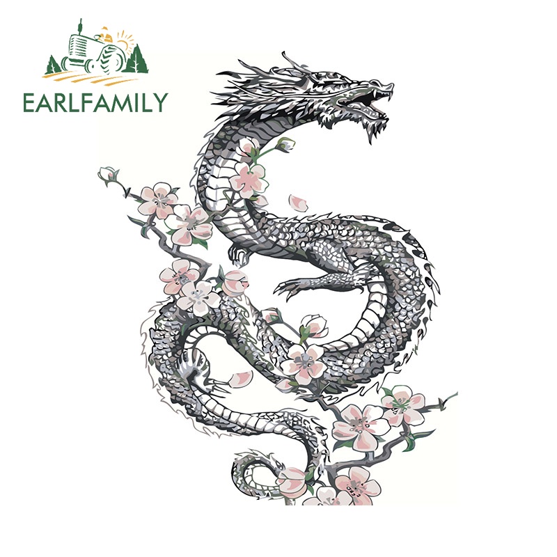 Earlfamily 13cm Rồng Có Hoa Xe Miếng Dán Xe Máy Nhật Bản Hoạt Hình ...