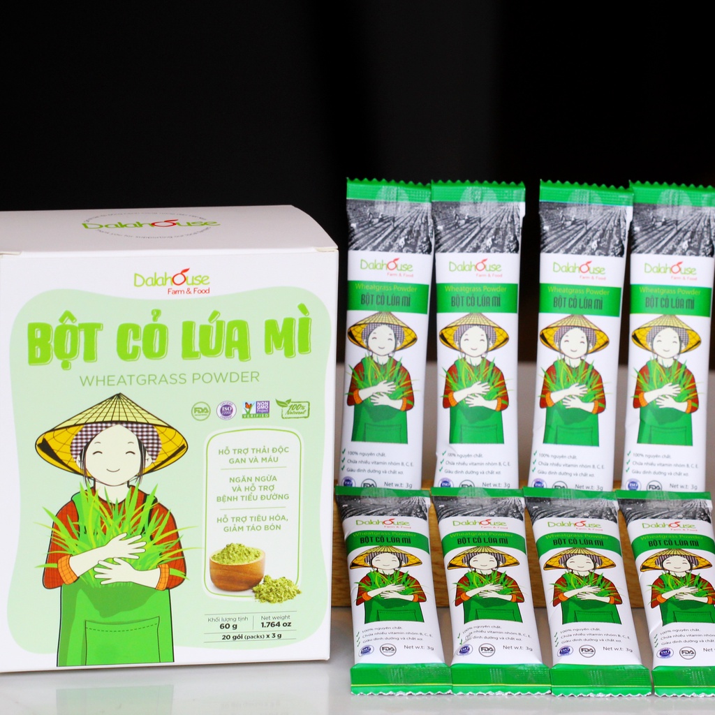 Ảnh Bột cỏ lúa mì nguyên chất Dalahouse hỗ trợ tiêu hóa, giảm táo bón, thải độc gan và máu, bệnh tiểu đường hộp 60 gr 3