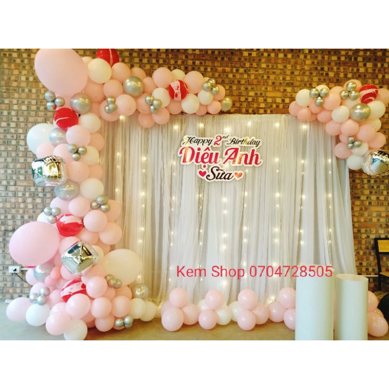 Rèm vải may sẵn Kem Shop trang trí sinh nhật tiệc cưới sự kiện - K185