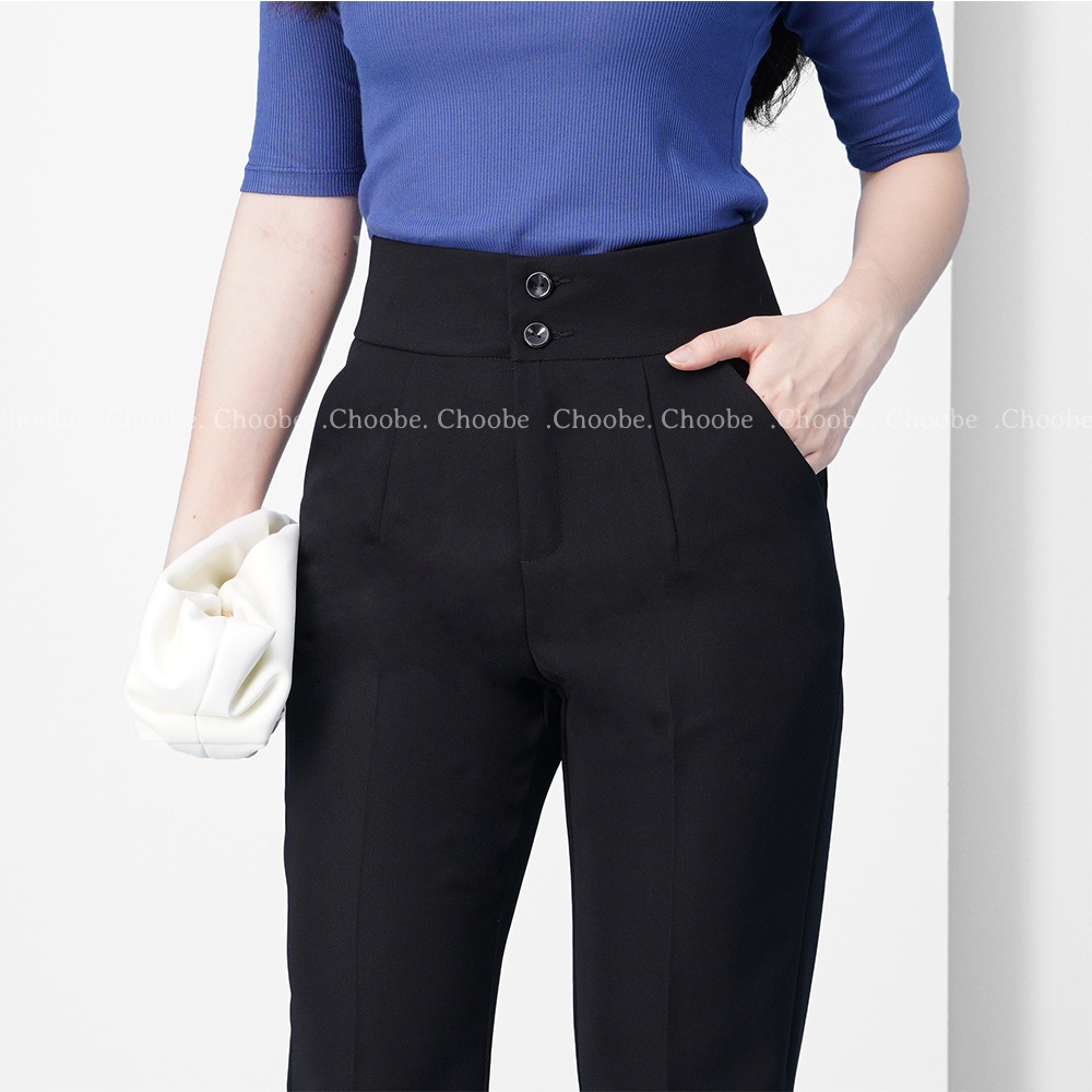 Ảnh Quần baggy nữ Choobe 2 khuy lưng cạp cao đồ công sở đẹp màu đen đi học form chuẩn tôn dáng Q38 1