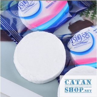 Khăn Du Lịch cotton dạng nén dùng 1 lần (30 * 60 cm),  Thấm Nước Tốt GD580-KtamN-xanh