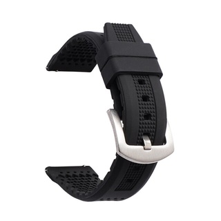 Dây Đeo Đồng Hồ Thể Thao Bằng Silicon Thoáng Khí Có Khóa Kim Loại Bạc 16mm 18mm 20mm 22mm 24mm