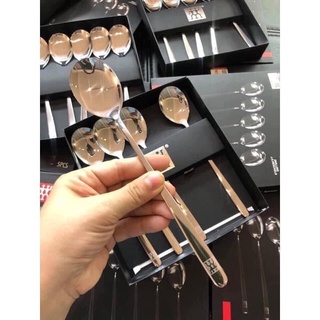 Thìa muỗng inox cán dài , Thìa phong cách mới lạ hộp 5 chiếc có vỏ hộp