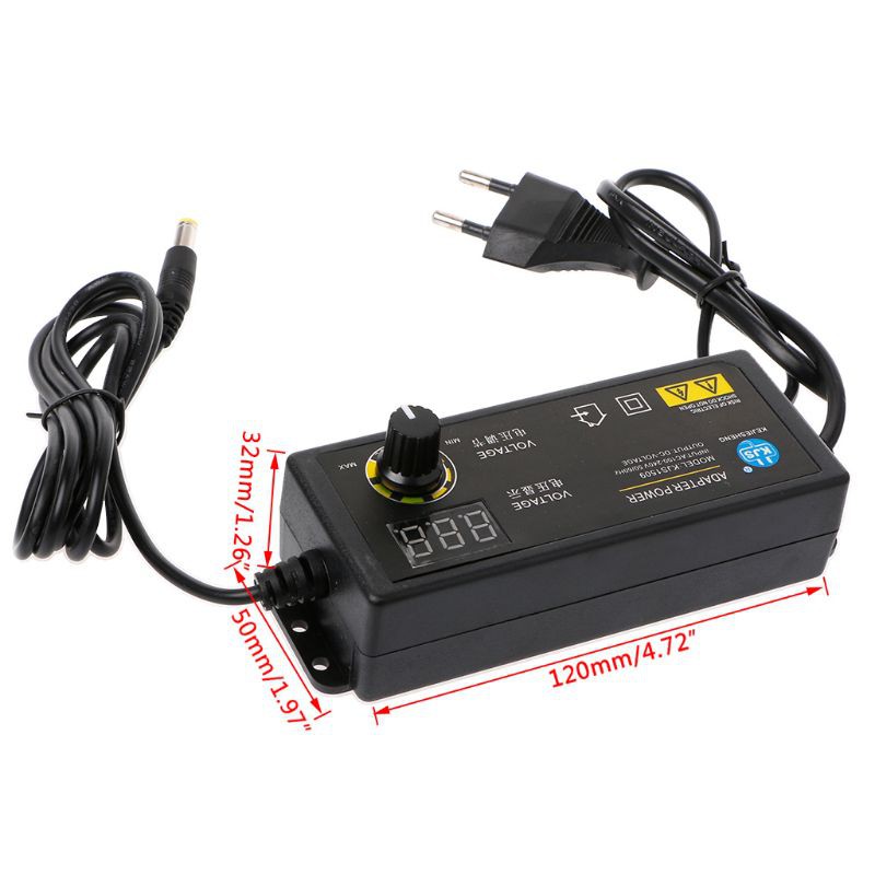 Đầu chuyển đổi nguồn có thể điều chỉnh 60W 3-24V giao diện DC 5.5x2.1/ 2.5mm
