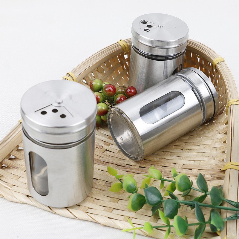 HỦ Đựng Hạt Tiêu, Tăm, Gia Vị Cao Cấp, Hũ Thuỷ Tinh Bọc Inox 304 Cao Cấp VANDO