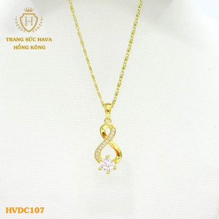 Dây Chuyền, Vòng Cổ Nữ Mặt Đính Đá Màu Trắng Xi Mạ Vàng Non Cao Cấp - Trang Sức Hava Hong Kong