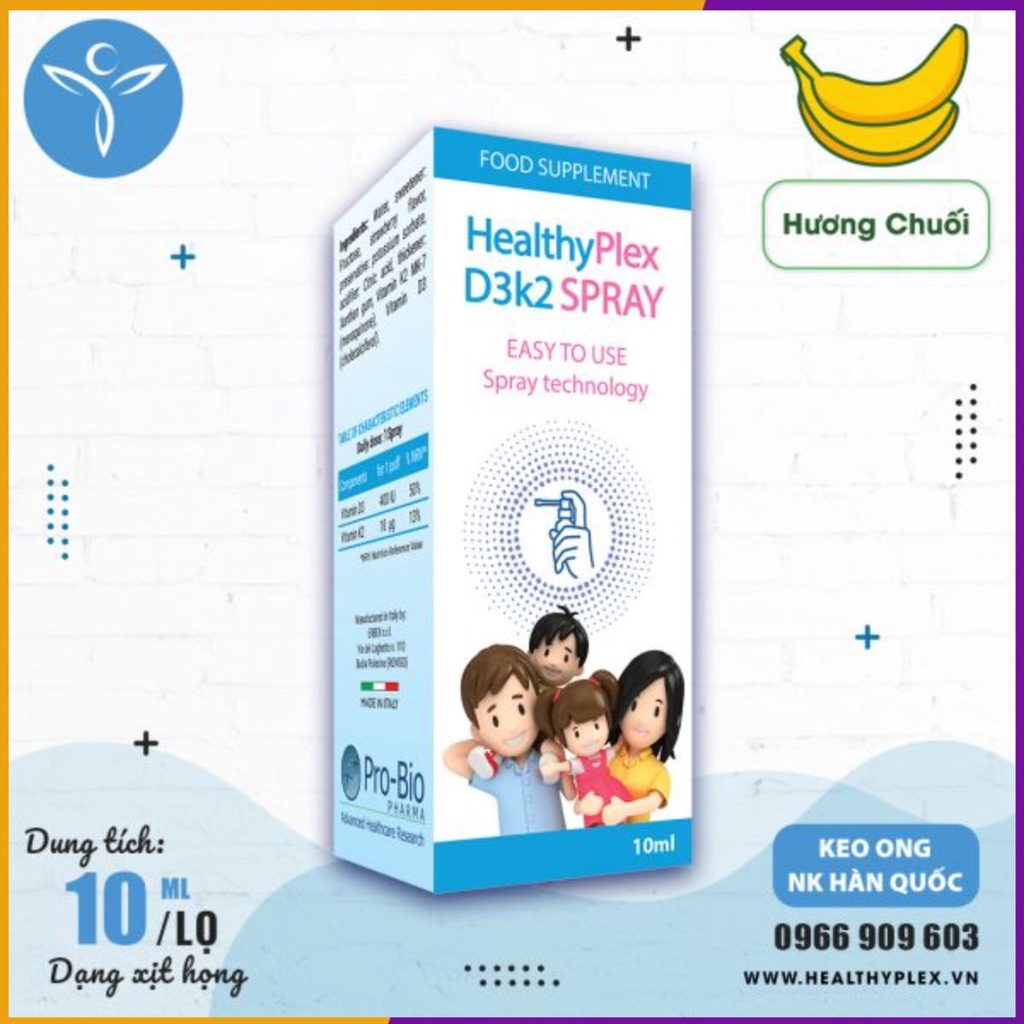Thực phẩm bảo vệ sức khỏe HEALTHY PLEX D3K2 SPRAY 10ml (Dạng xịt)