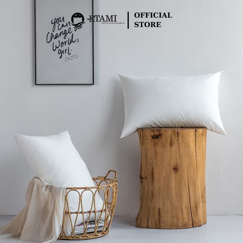 Ảnh Ruột gối đầu bông gòn cao cấp ETAMI lõi bông gòn kháng khuẩn đàn hồi cao lâu xẹp lún kích thước 45x65cm 2