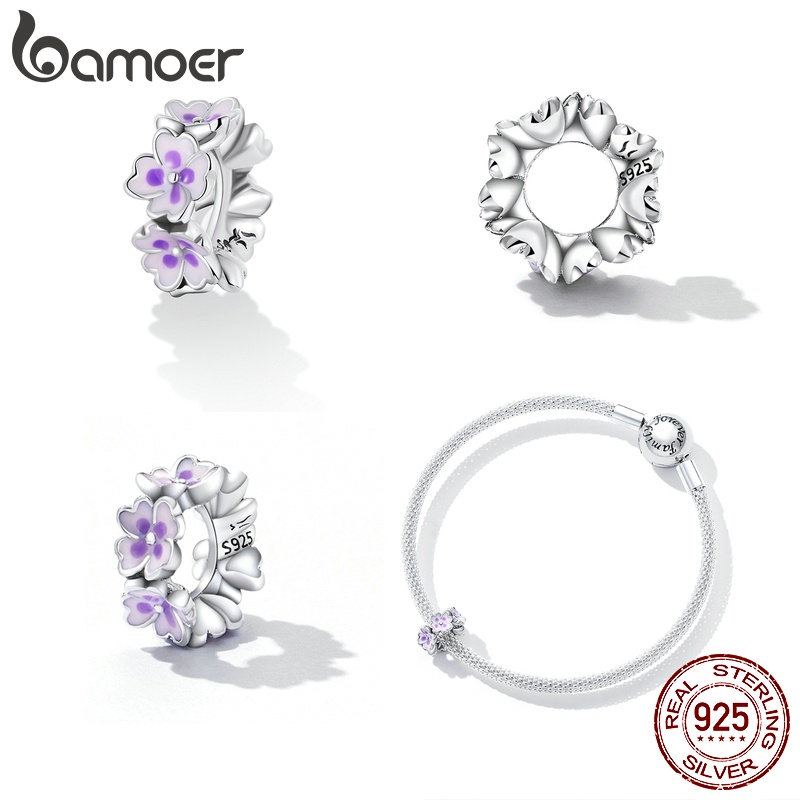 Hạt phụ kiện BAMOER SCC2212 bạc 925 kiểu hoa thời trang để làm trang sức