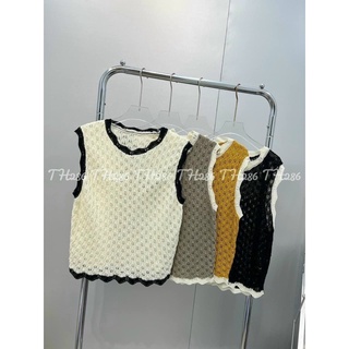 Áo Len Tanktop chạy viền ren, len lỗ mềm mỏng 174