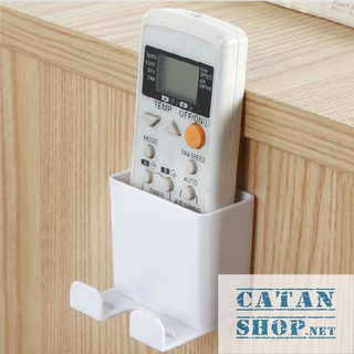 Kệ Dán Tường Để Remote, Đồ Dùng/ Giá Đỡ Sạc Điện Thoại - Có Móc Treo Giữ Dây Điện GD153-KRKTSac
