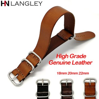 Phong Cách Mới NATO Dây Da Thật Dây Đeo Đồng Hồ NATO Dây Da Thời Trang Dây Đeo Zulu Đồng Hồ Thay Thế 18mm 20mm 22mm