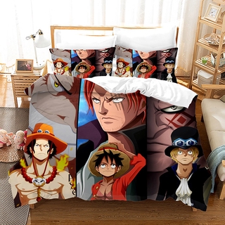 G13 Anime ONE PIECE 3IN1 Bộ Drap giường đơn Kích thước đôi Drap giường Phòng ngủ Bộ gối có thể giặt được G13