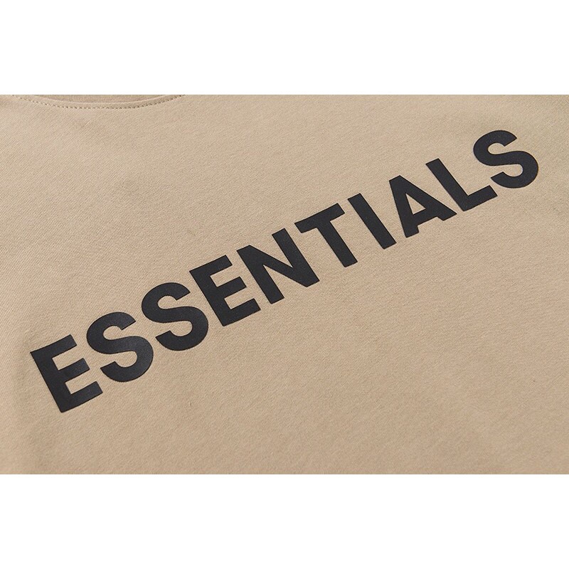 ESSENT logo Chữ Đơn Giản In Hình Áo Thun Cotton Nguyên Chất Nam Nữ Cặp Đôi