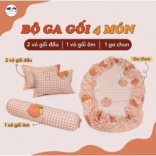 Ga gối cotton poly, ga kèm gối cotton bo chun bọc đệm size 1m6 và 1m8 nhiều mẫu tặng kèm 1 vỏ ôm cùng mầu hàng xưởng