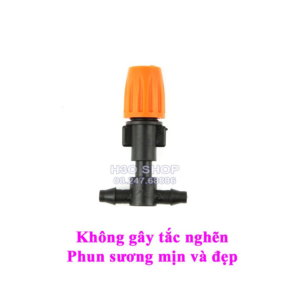 Béc Tưới Phun Sương Đơn Cam Kèm Chân Tê Nối Ống 6mm Tưới Cây, Tưới Lan, Làm Mát, Phun thuốc