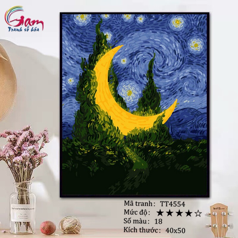 Tranh tô màu theo số Gam Trừu tượng phong cách Van gogh mẫu nâng cấp ...