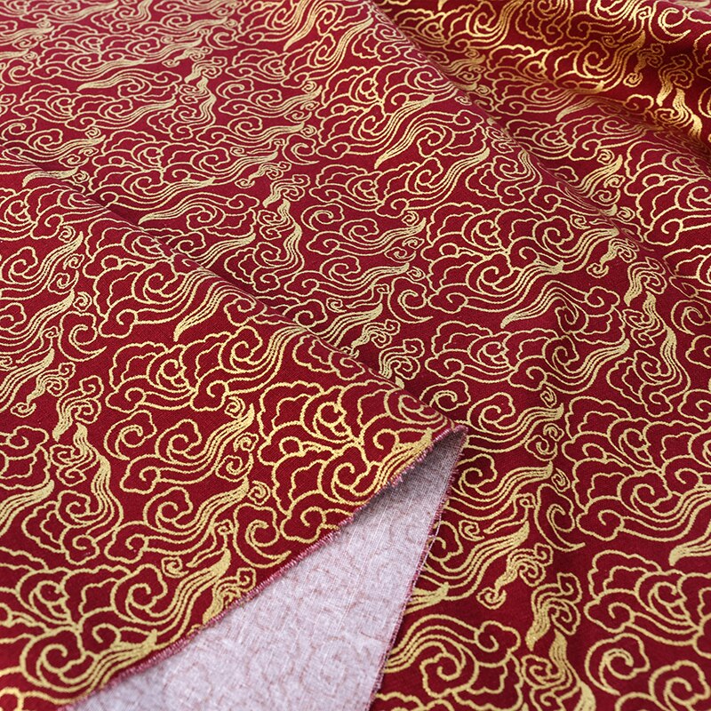Vải Cotton Đỏ Burgundy In Đồng Nhật Bản Cotton Bằng Nửa Sân Nhật Bản Và Giáng Sinh In Chất Liệu May TJ1023