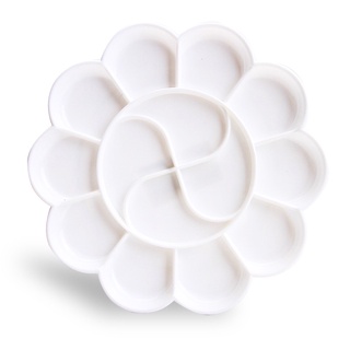 Khay nhựa pha màu, palette nhựa pha màu 🌈 11cm tròn bông hoa, 12 ô màu