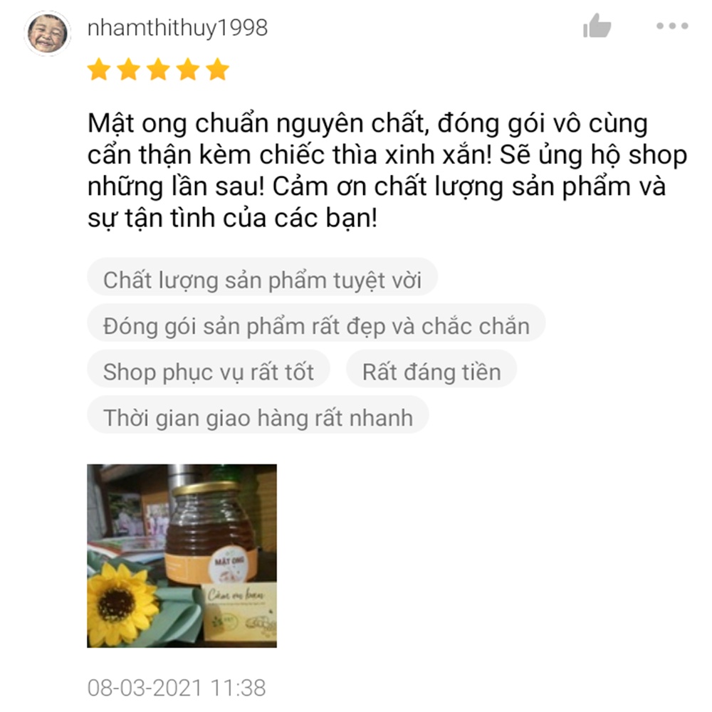 Ảnh Mật ong nguyên chất hoa nhãn tự nhiên HNT NATURAL PRODUCT MO50G 1
