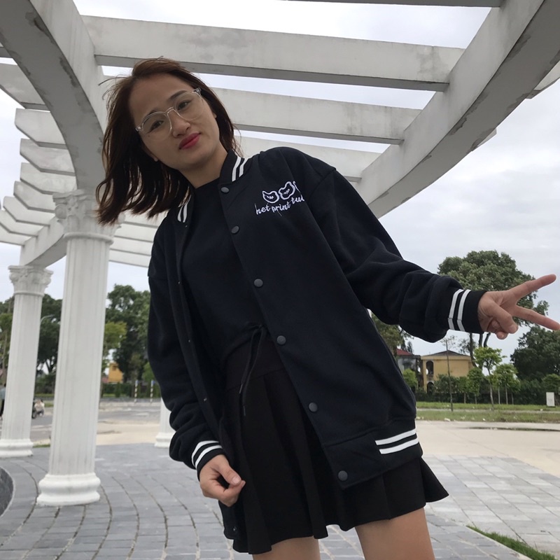Áo khoác cardigan nam nữ hình thêu 3 tai gấu chất nỉ mềm mịn from unisex oversize đến 68kg phong cách Hàn Quốc AT 901