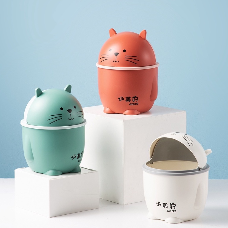 Ảnh Thùng rác mini JUJIAJIA dễ thương sáng tạo có nắp cho kí túc xá và phòng ngủ 3