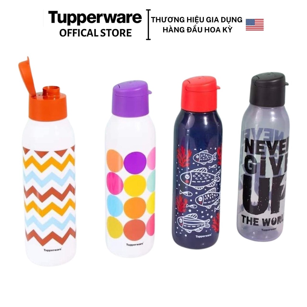 Bình nước Tupperware Eco Bottle Fancy 750ml - Bảo hành trọn đời - Nhựa nguyên sinh PP số 5 an toàn sức khoẻ